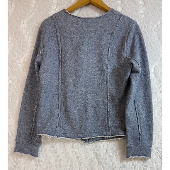 Soft Surroundings Assymetrical Zip Terry Jacket Light Blue Heather Size Medium - Picture 4 of 9